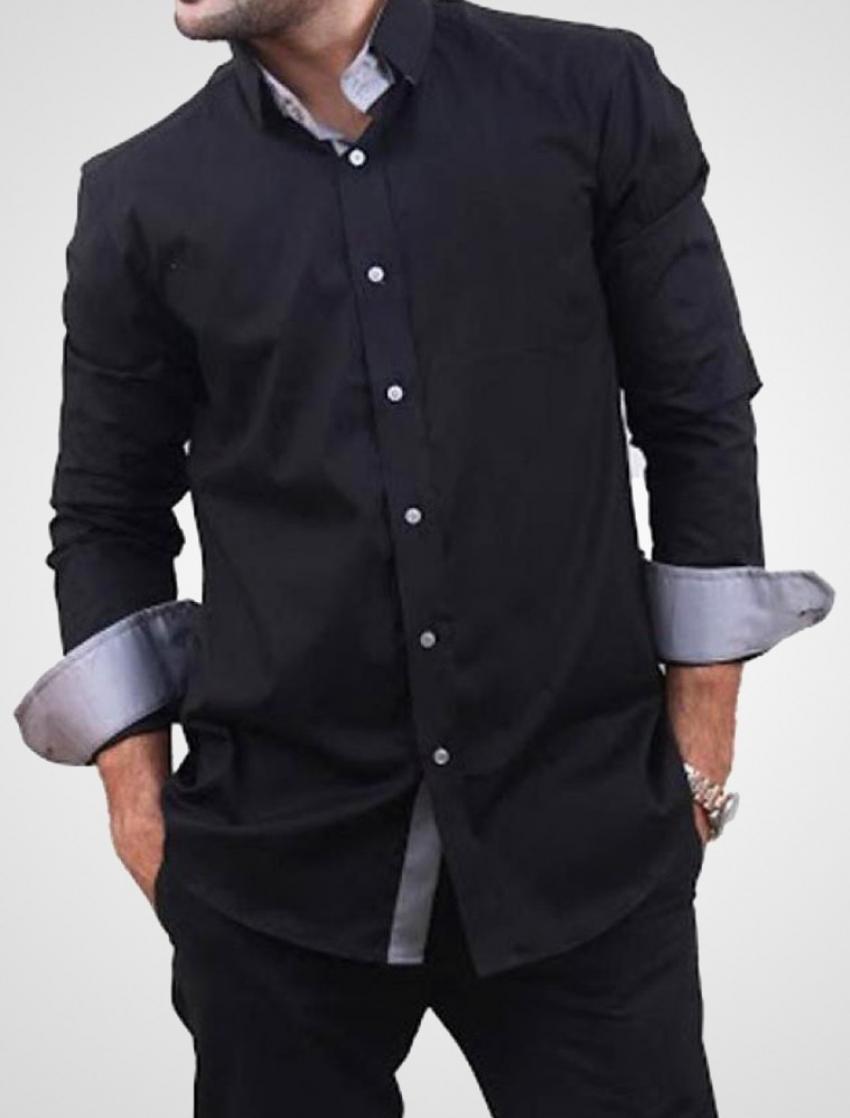 CLEARANCE SALE OF BLACK DESIGNER SHIRT WITH GREY TIPPING